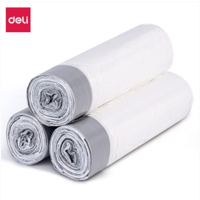 得力（deli）18751清洁工具 抽绳垃圾袋(45*50)(3卷装)(白色)(18只/卷)