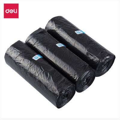 得力（deli）9587清洁工具 平底垃圾袋(黑)(3卷/包)450*500*0.007mm平底